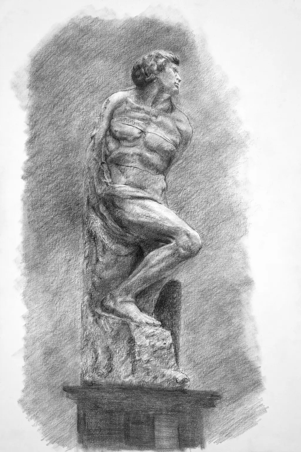 Pencil study of Michelangelo's 'Rebellious slave' sculpture